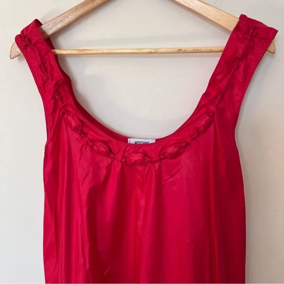 Rare Moschino 2008 Runway Silk Red Maxi Dress Puffball Bubble Hem Womens Size 8 - Picture 4 of 17